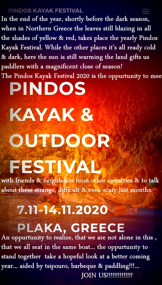 Pindos Kayak & Outdoor Festival 7/11 - 14/11/2020!